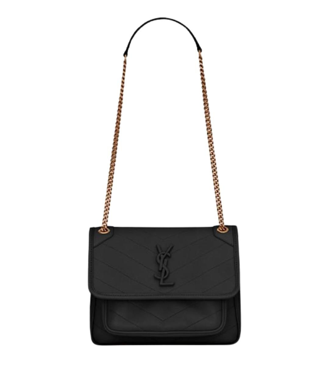 SAINT LAURENT Черная кожаная сумка через плечо, фото 1