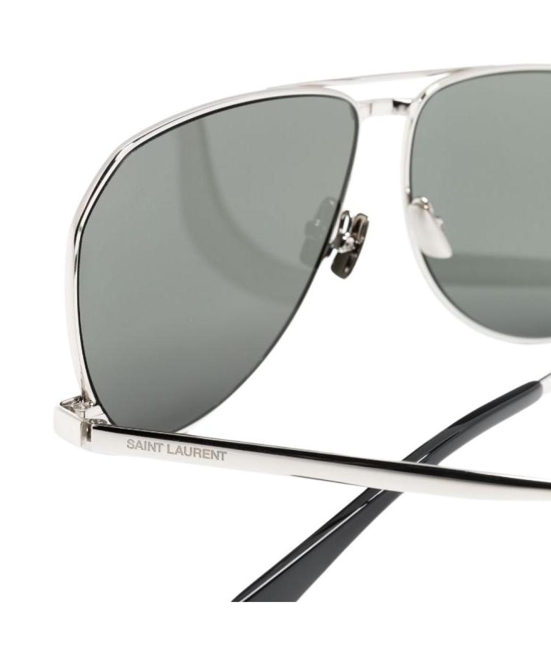 SAINT LAURENT Серебряные металлические солнцезащитные очки, фото 3