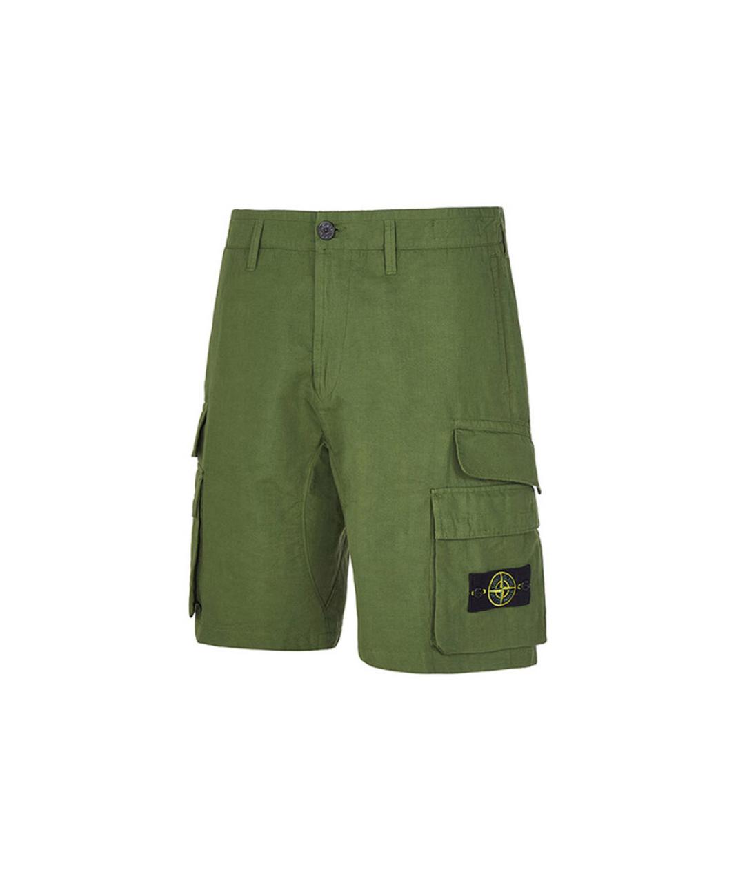 STONE ISLAND Хаки хлопковые шорты, фото 3