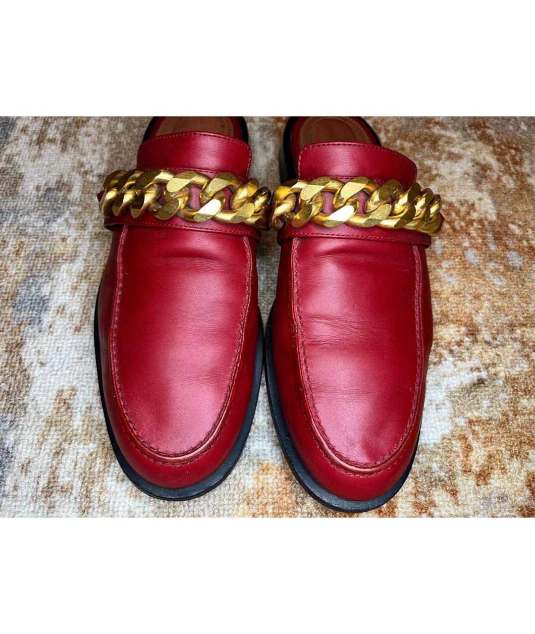 GIVENCHY Красные кожаные мюли, фото 4