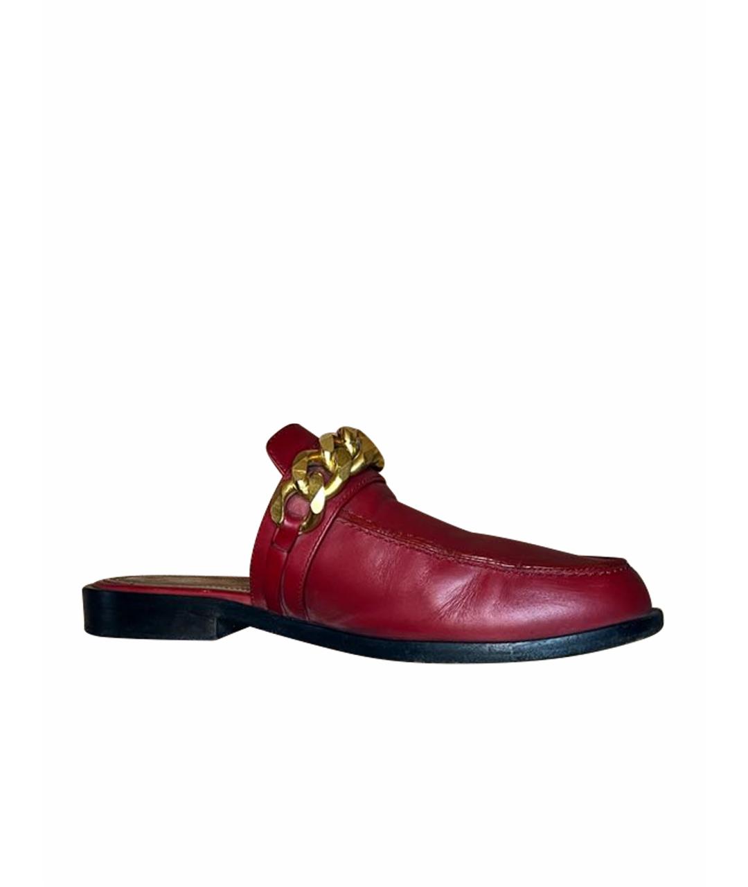 GIVENCHY Красные кожаные мюли, фото 1