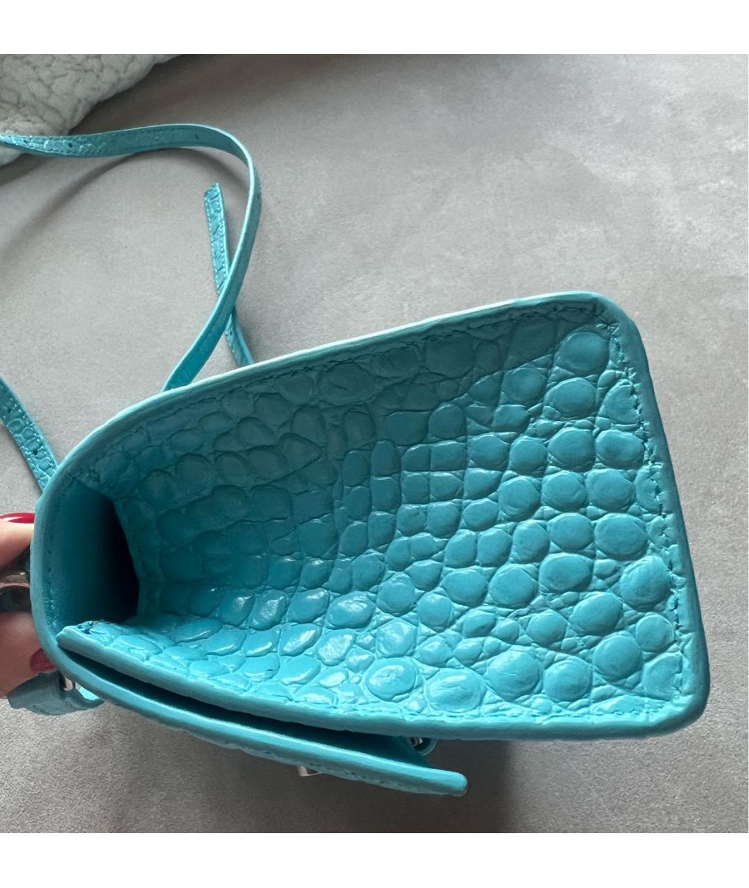 BALENCIAGA Голубая кожаная сумка с короткими ручками, фото 6