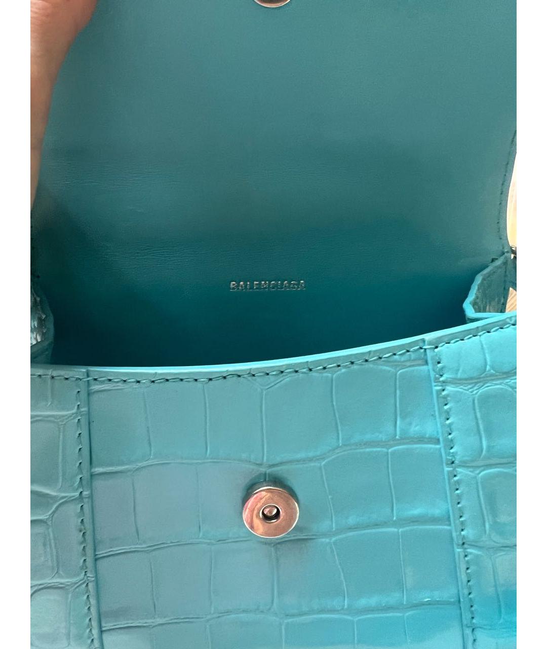 BALENCIAGA Голубая кожаная сумка с короткими ручками, фото 8