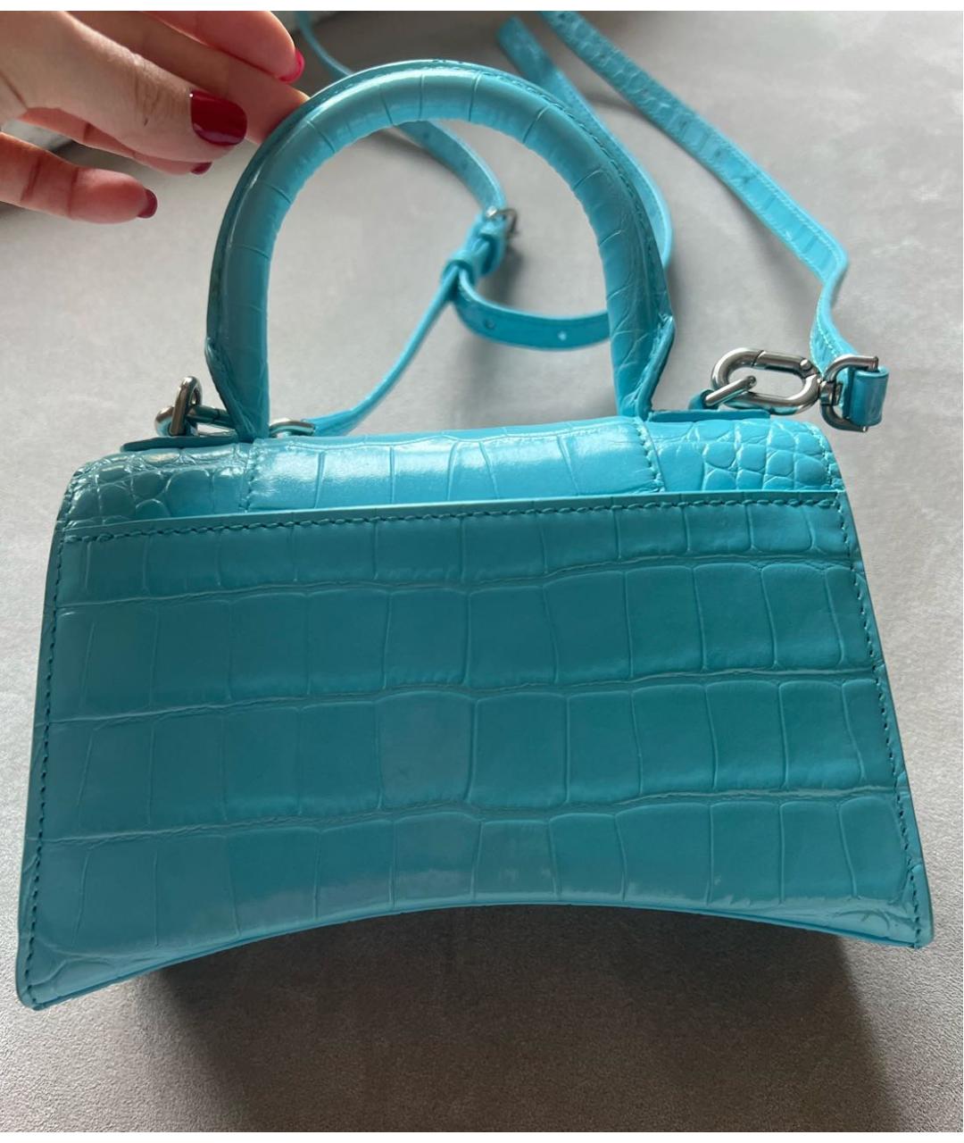 BALENCIAGA Голубая кожаная сумка с короткими ручками, фото 3