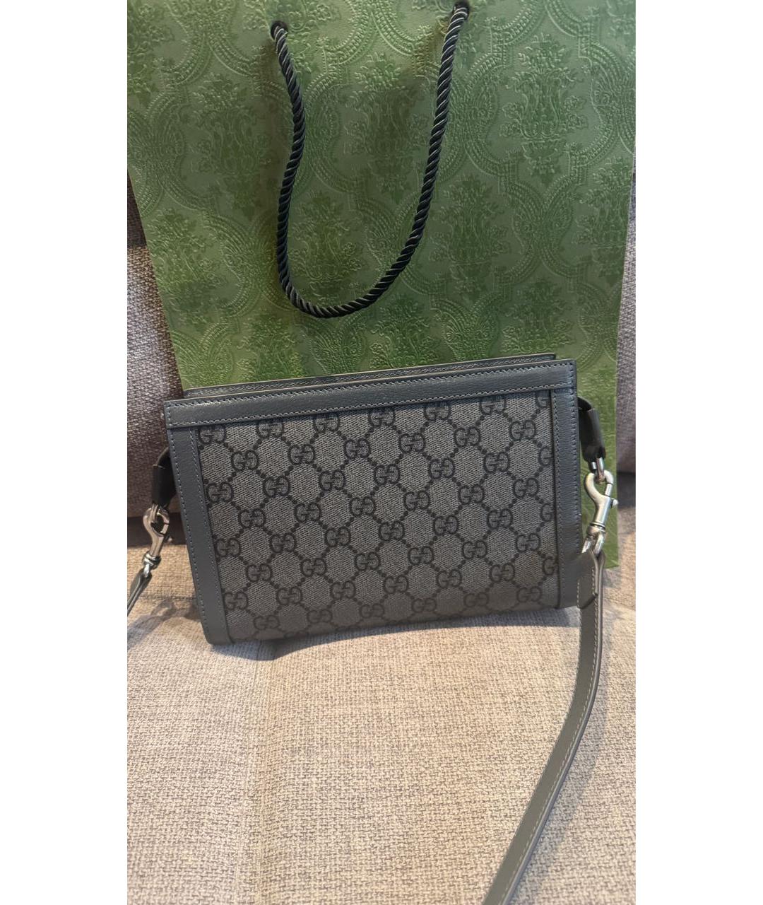 GUCCI Серая тканевая сумка на плечо, фото 3
