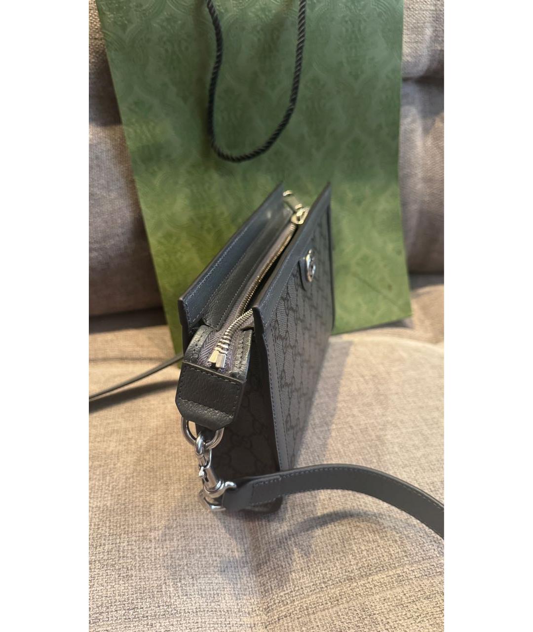 GUCCI Серая тканевая сумка на плечо, фото 2