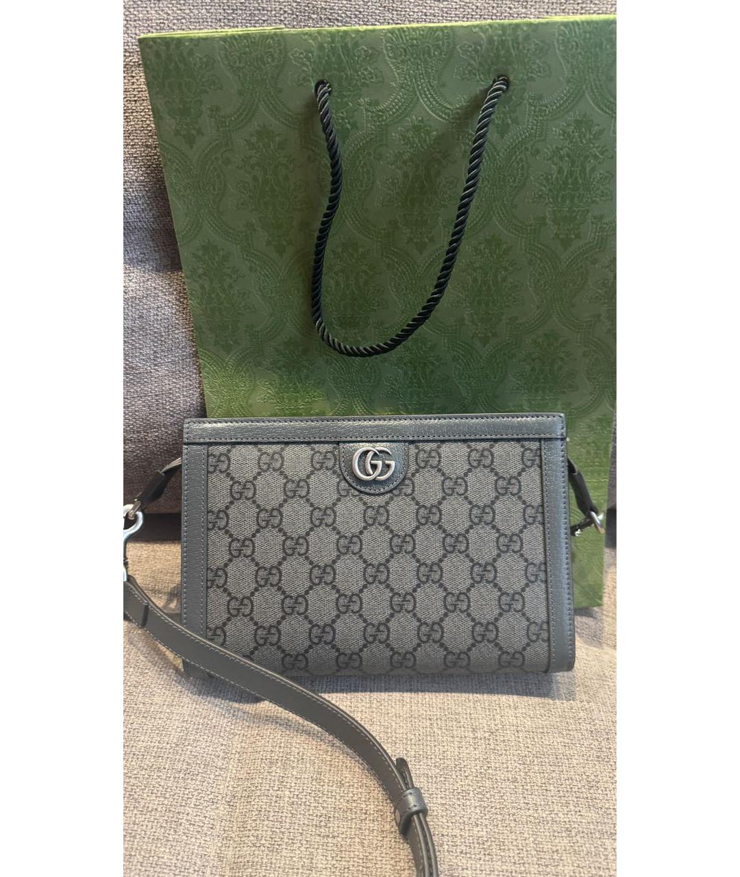 GUCCI Серая тканевая сумка на плечо, фото 6