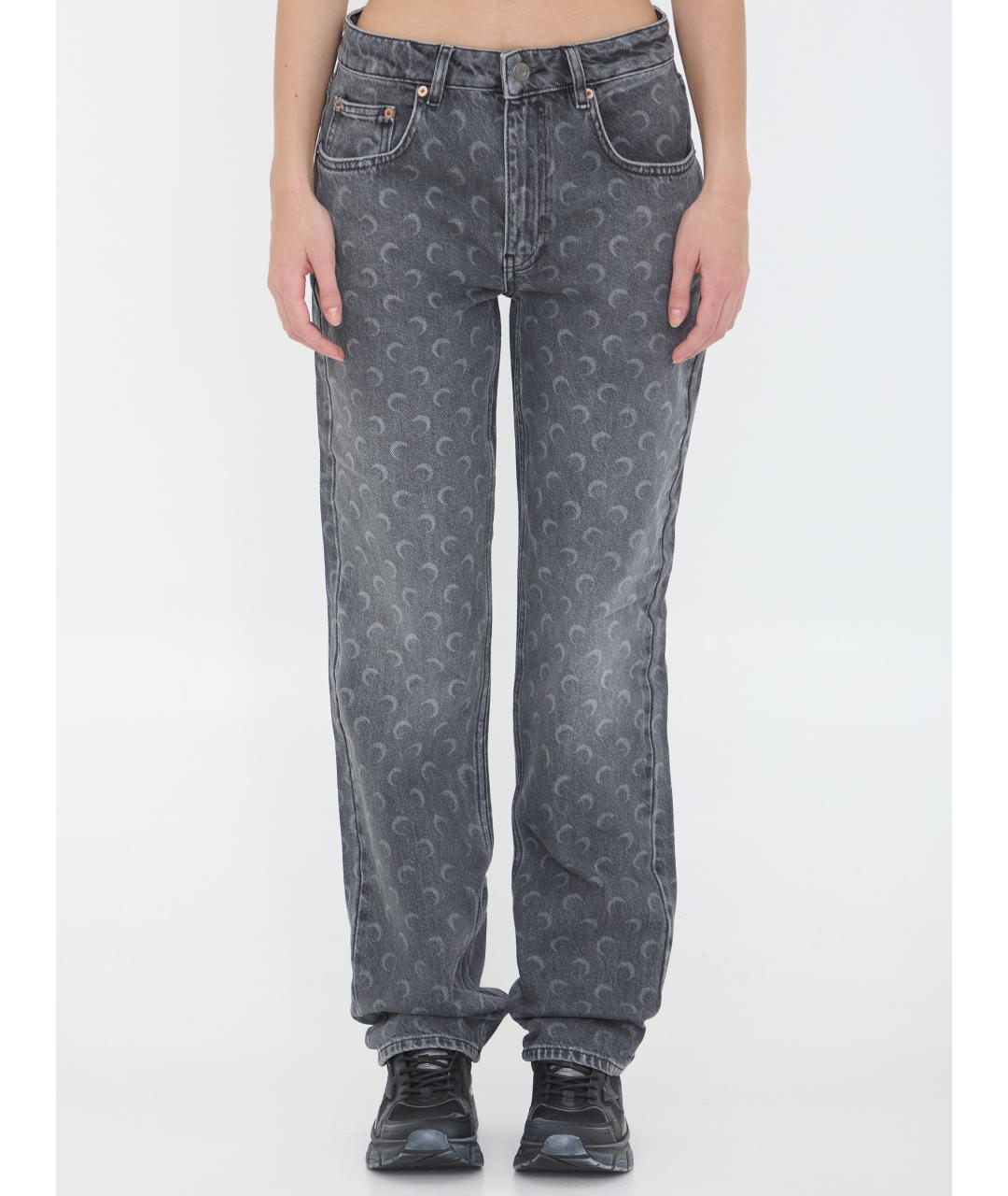 MARINE SERRE Серые хлопковые прямые джинсы, фото 2