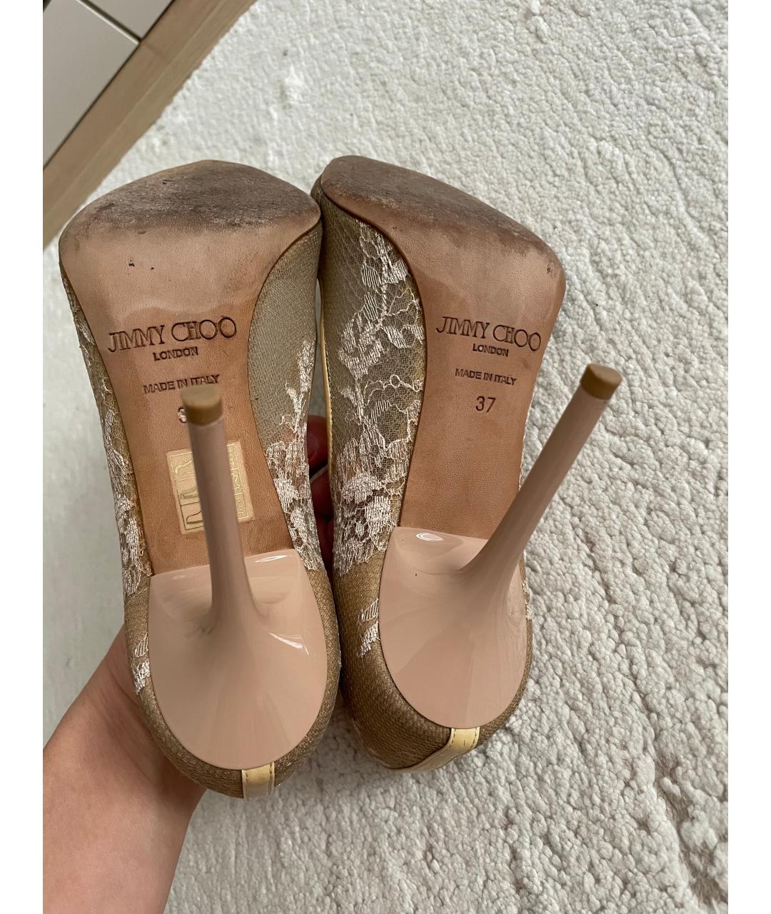 JIMMY CHOO Бежевые текстильные туфли, фото 5