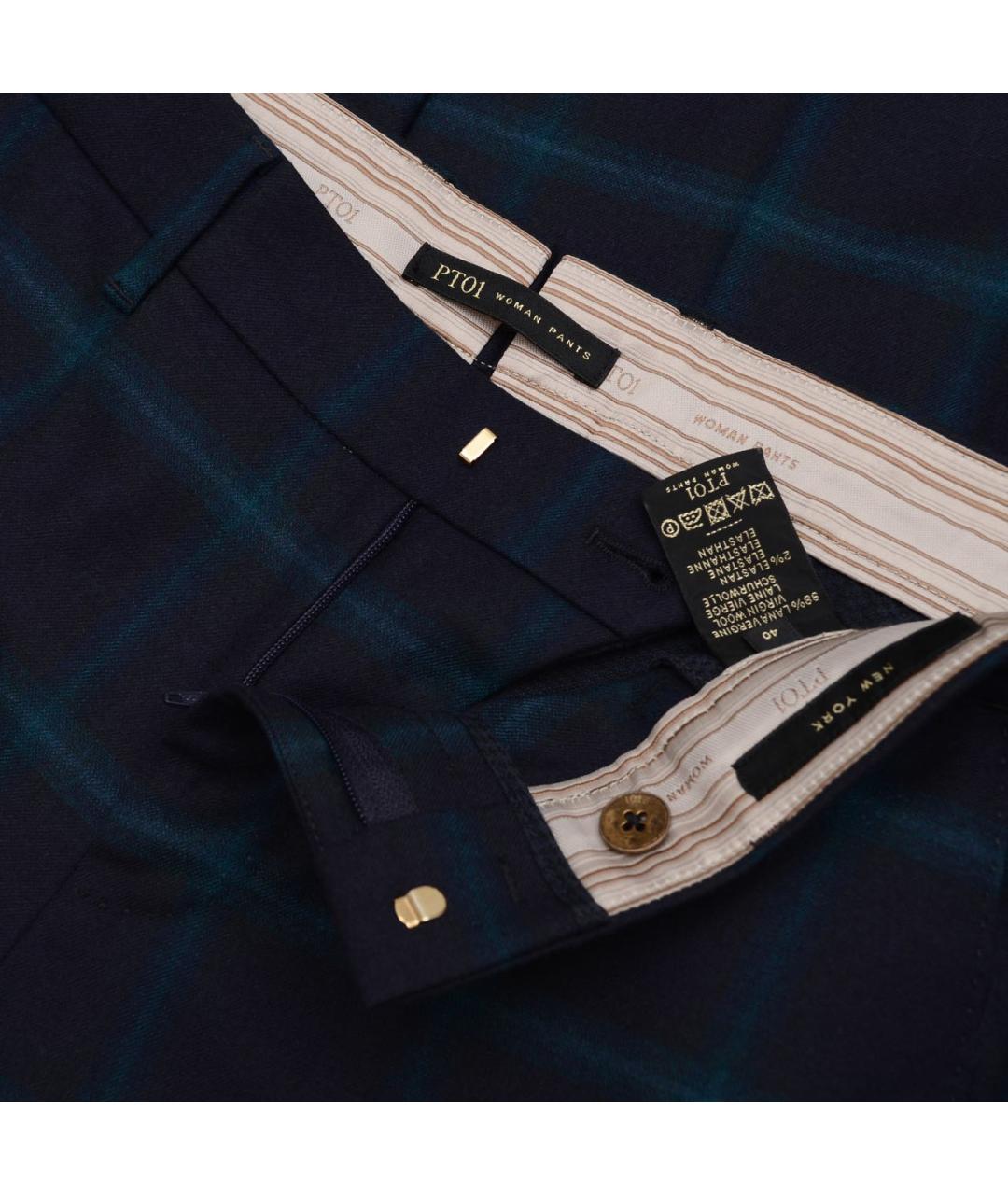 PT TORINO Темно-синие шерстяные брюки узкие, фото 4