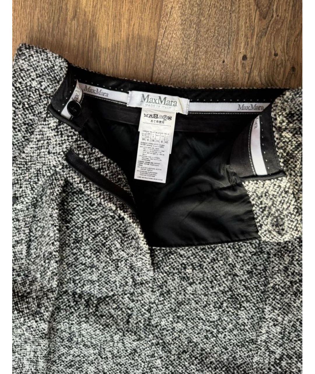 MAX MARA Серая шерстяная юбка миди, фото 3