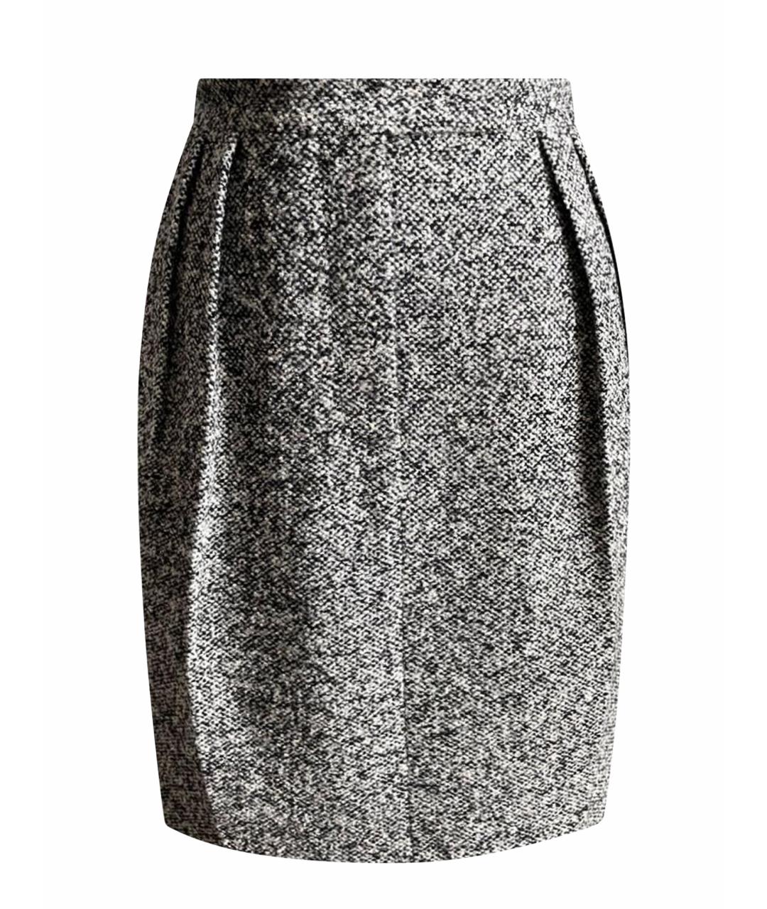 MAX MARA Серая шерстяная юбка миди, фото 1
