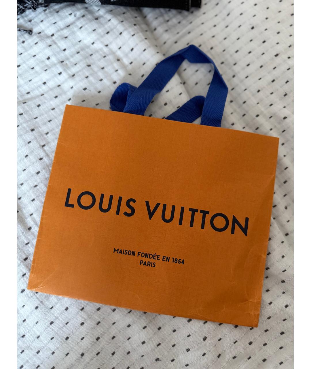 LOUIS VUITTON Черный шерстяной шарф, фото 5