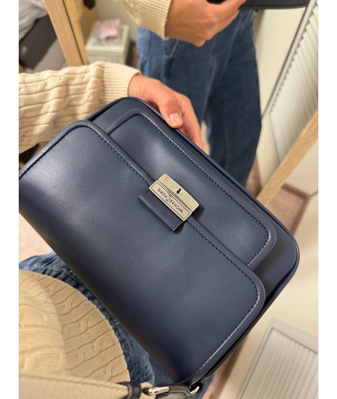 MICHAEL KORS Темно-синяя кожаная сумка через плечо, фото 3