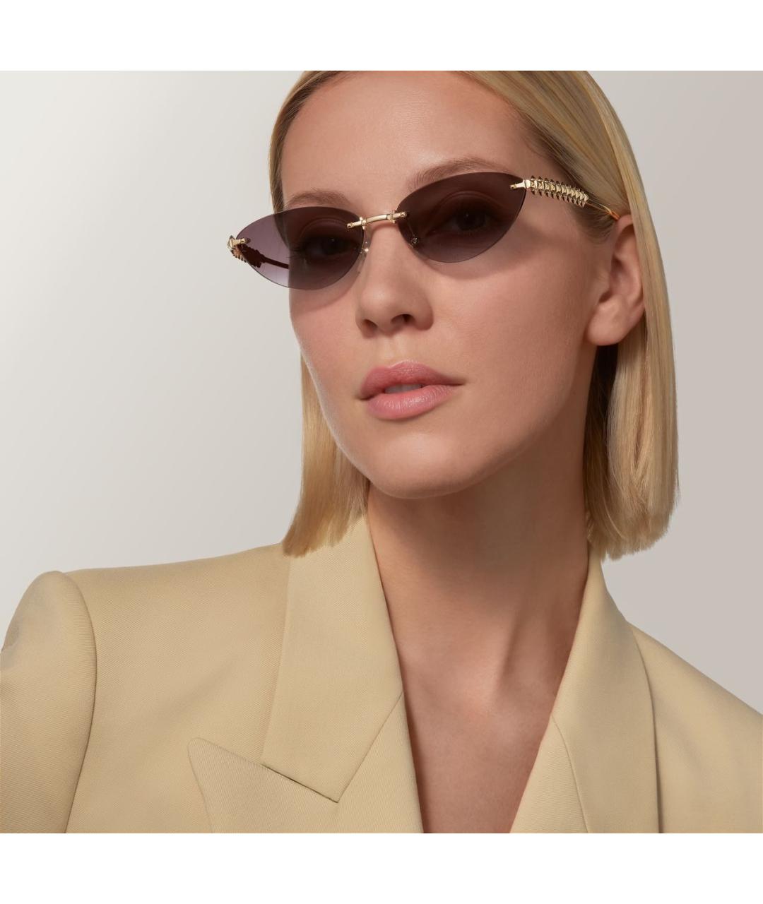 CARTIER Коричневые металлические солнцезащитные очки, фото 3
