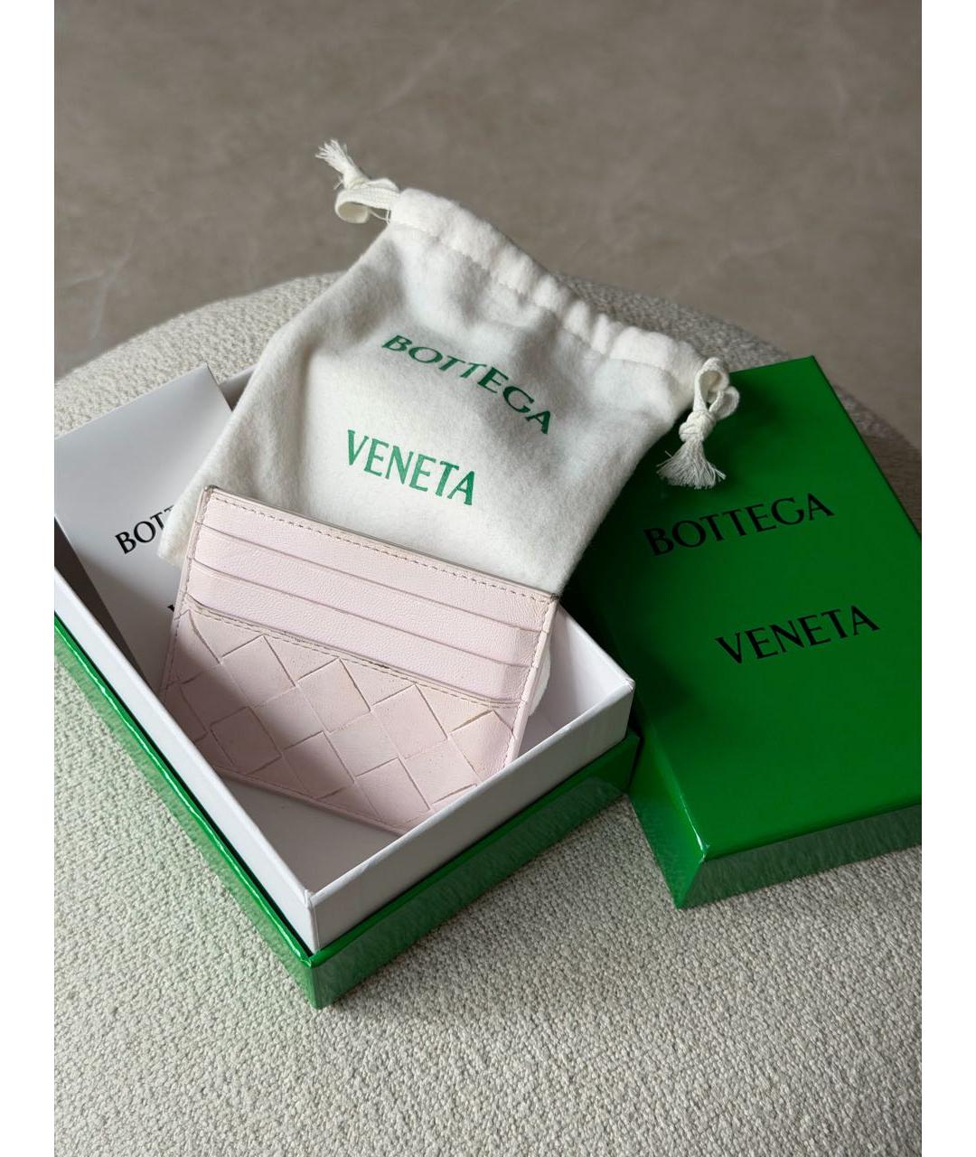 BOTTEGA VENETA Розовый кожаный кардхолдер, фото 5