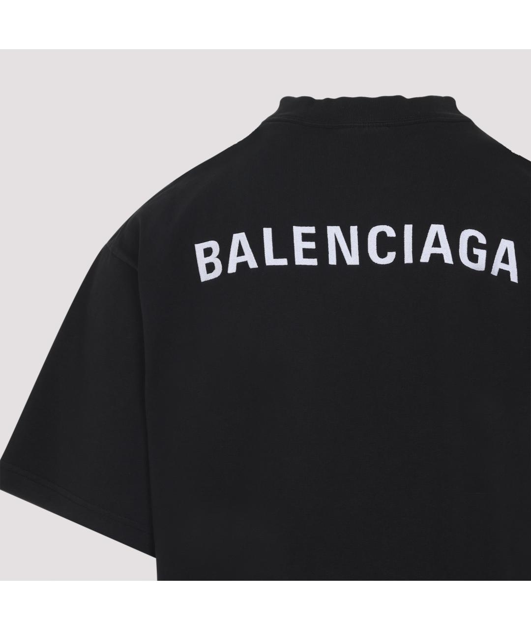 BALENCIAGA Черная хлопковая футболка, фото 5