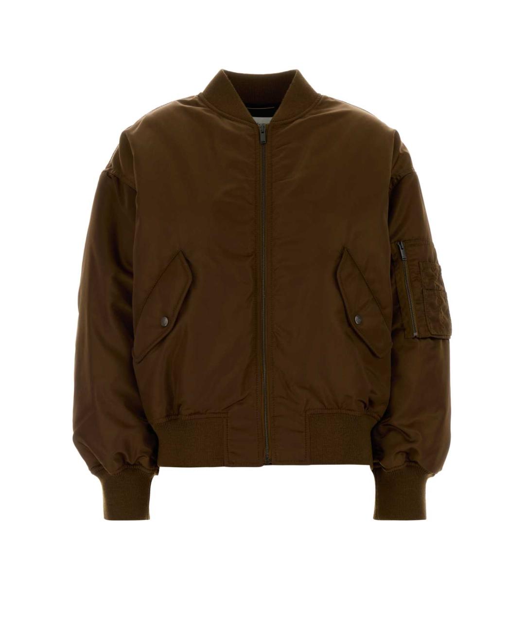 SAINT LAURENT Коричневая полиэстеровая куртка, фото 1