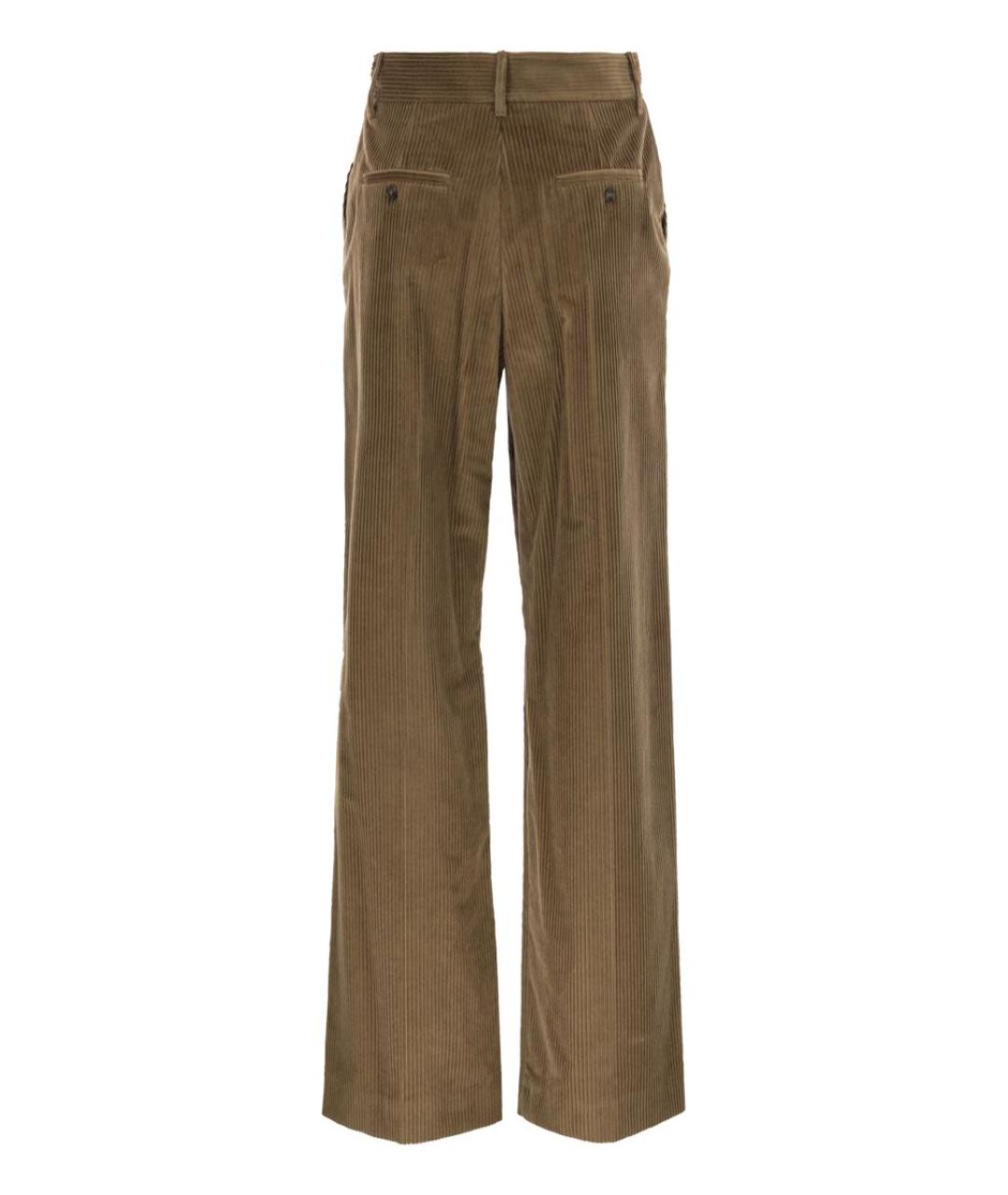 WEEKEND MAX MARA Коричневые хлопковые прямые брюки, фото 2