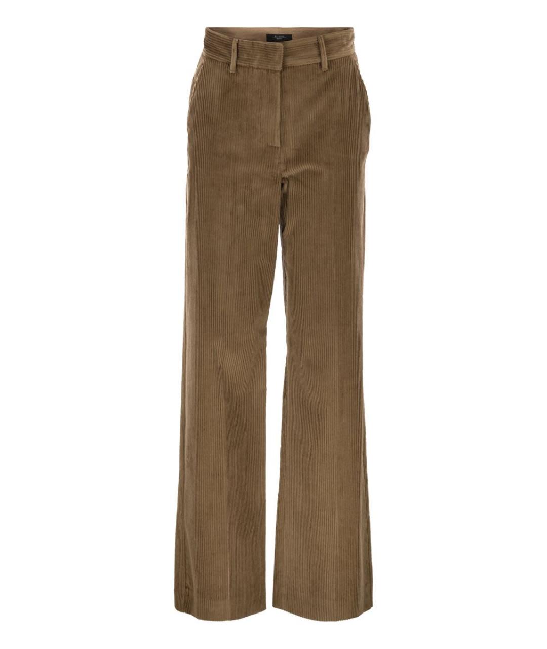 WEEKEND MAX MARA Коричневые хлопковые прямые брюки, фото 1