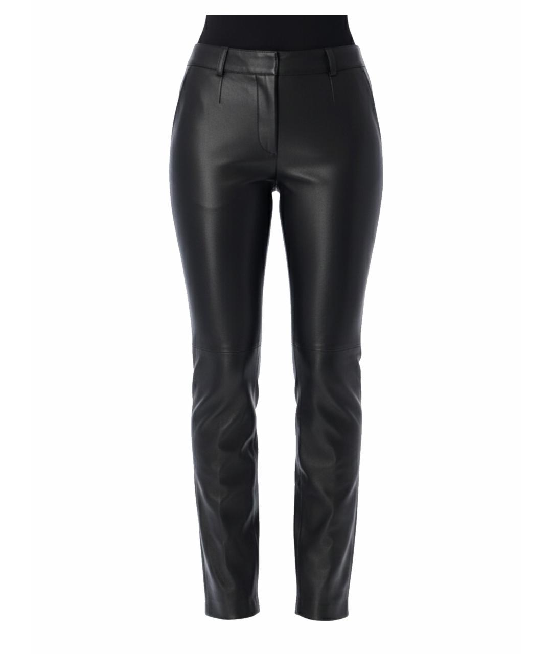 DOLCE&GABBANA Черные кожаные прямые брюки, фото 1