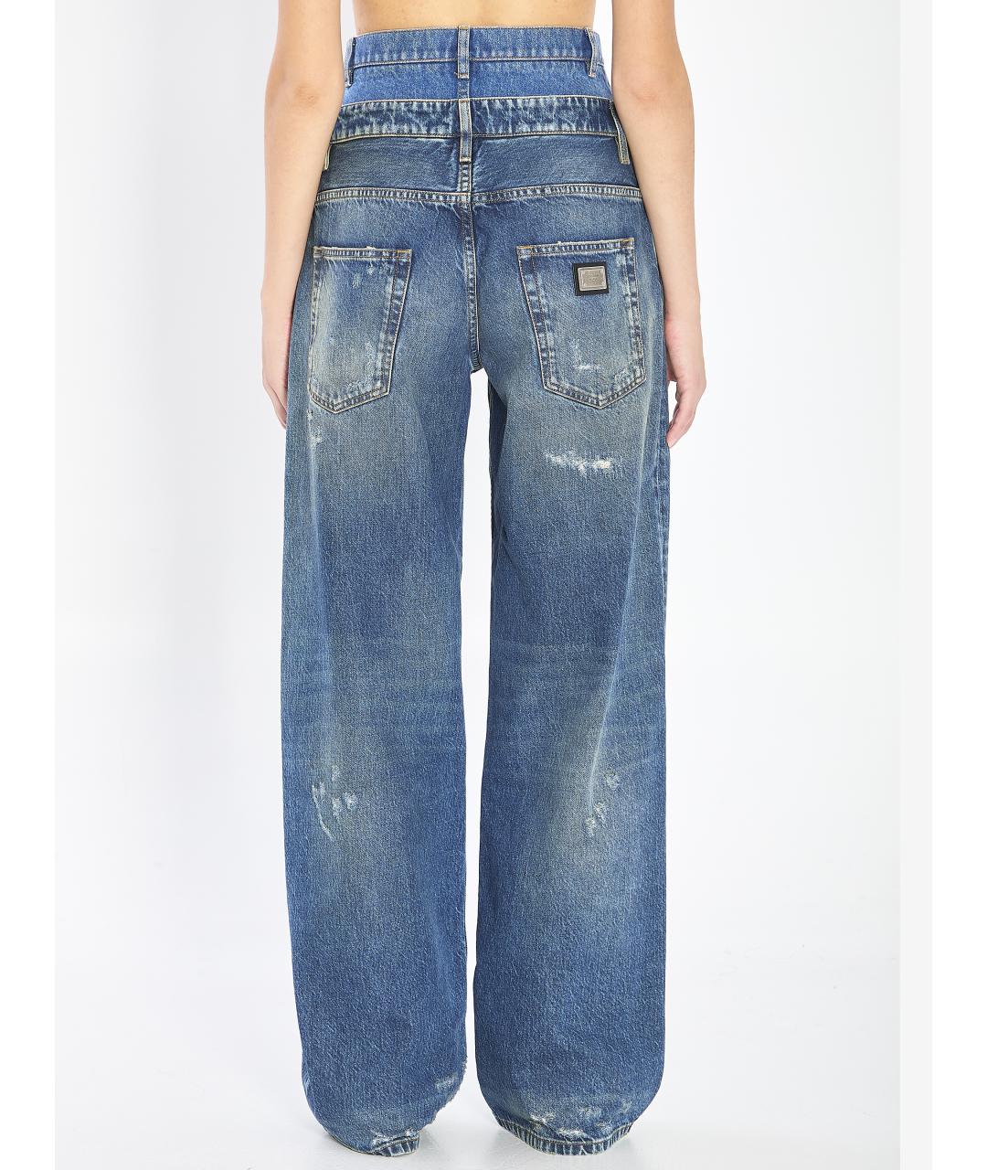 DOLCE&GABBANA Синие хлопковые прямые брюки, фото 5