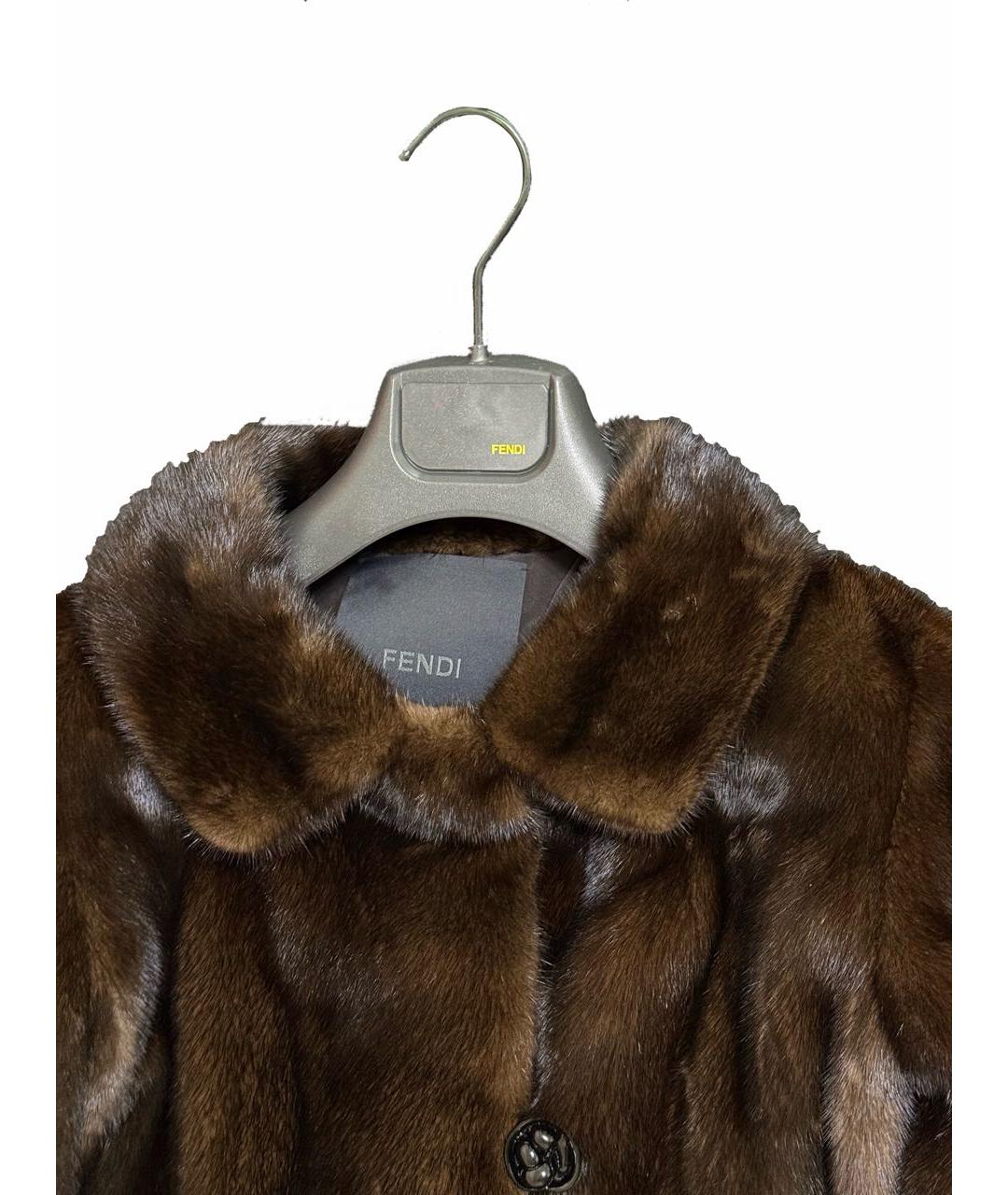 FENDI Коричневая меховая шуба, фото 3