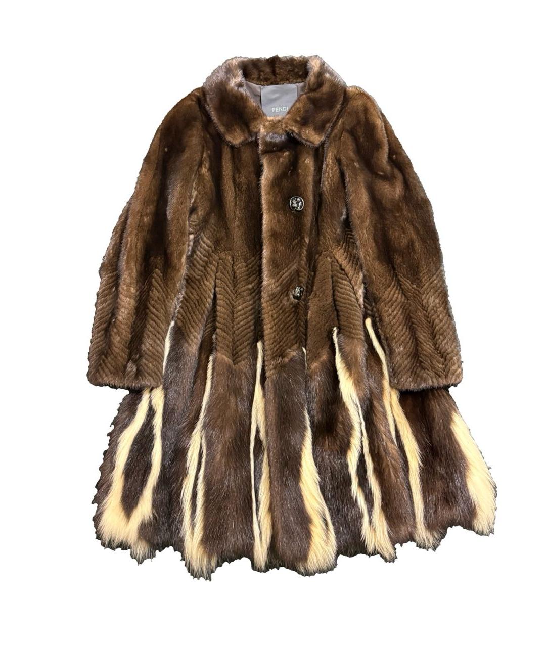 FENDI Коричневая меховая шуба, фото 5