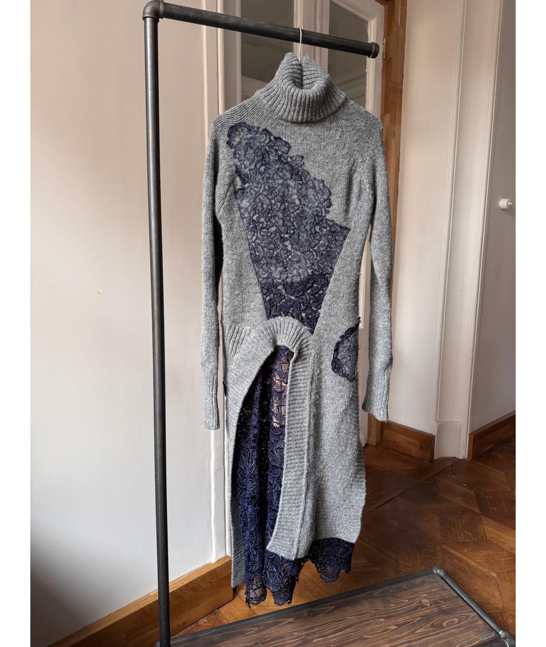 ACNE STUDIOS Серое шерстяное повседневное платье, фото 5