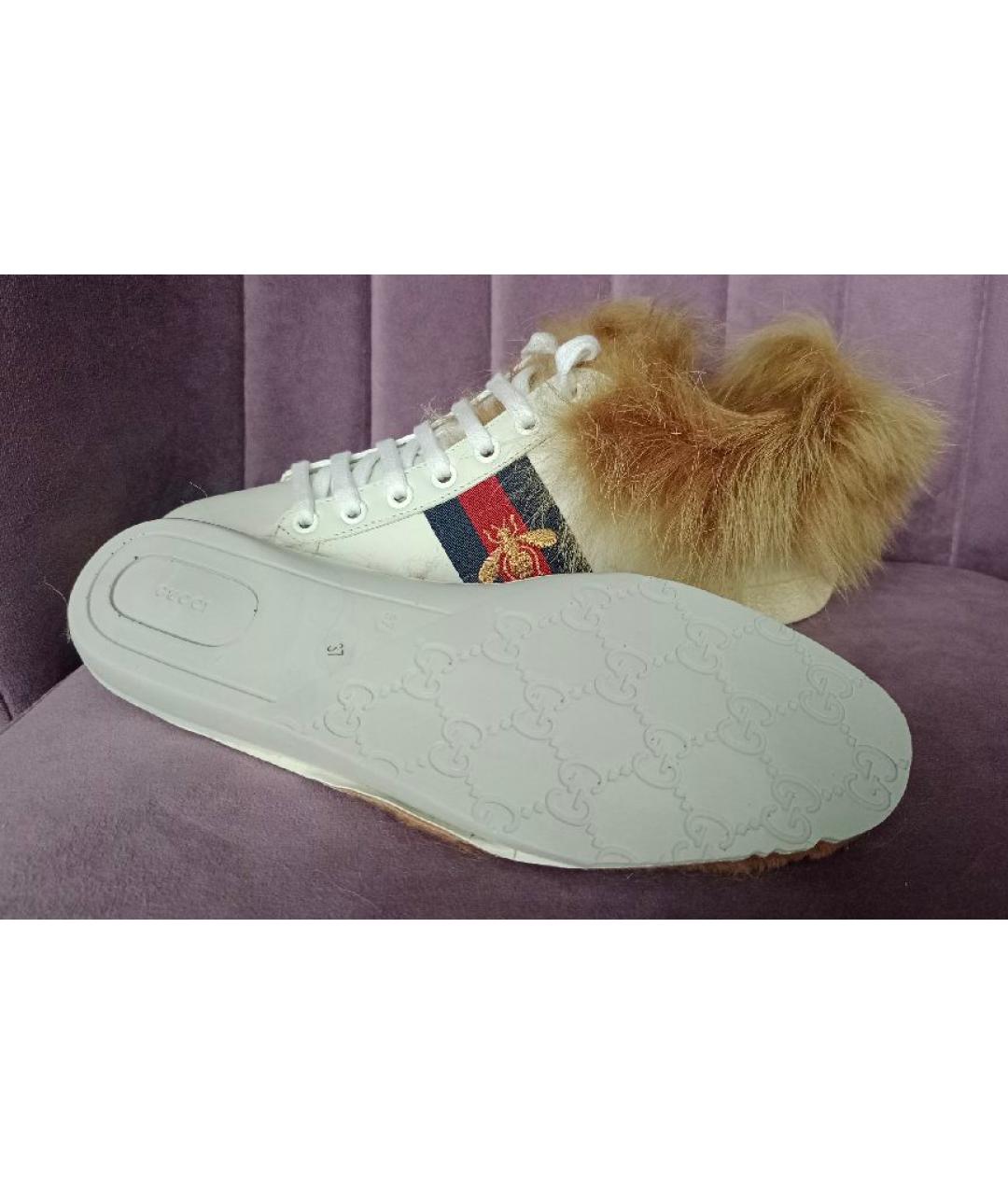 GUCCI Белые кожаные кеды, фото 8