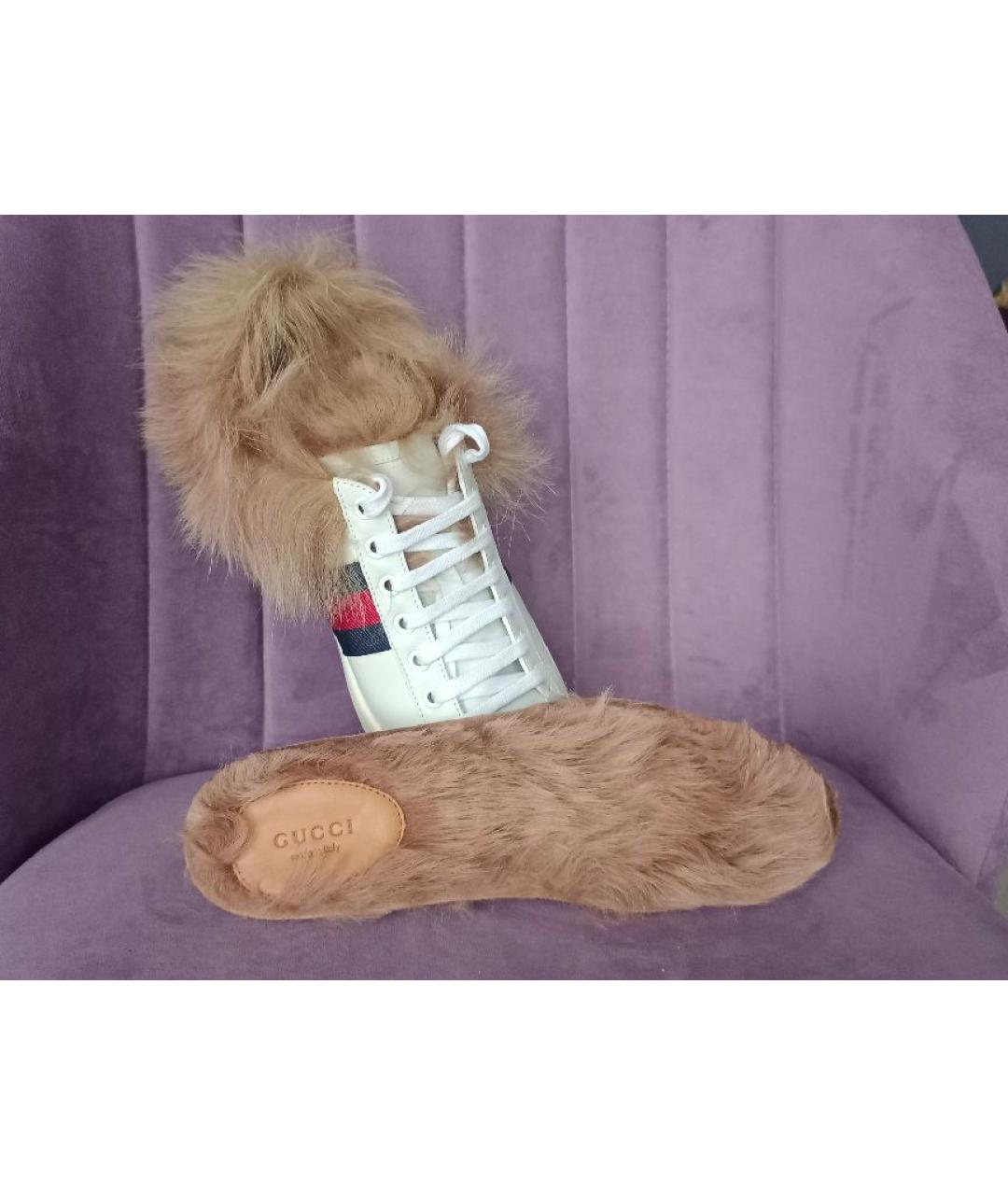 GUCCI Белые кожаные кеды, фото 9