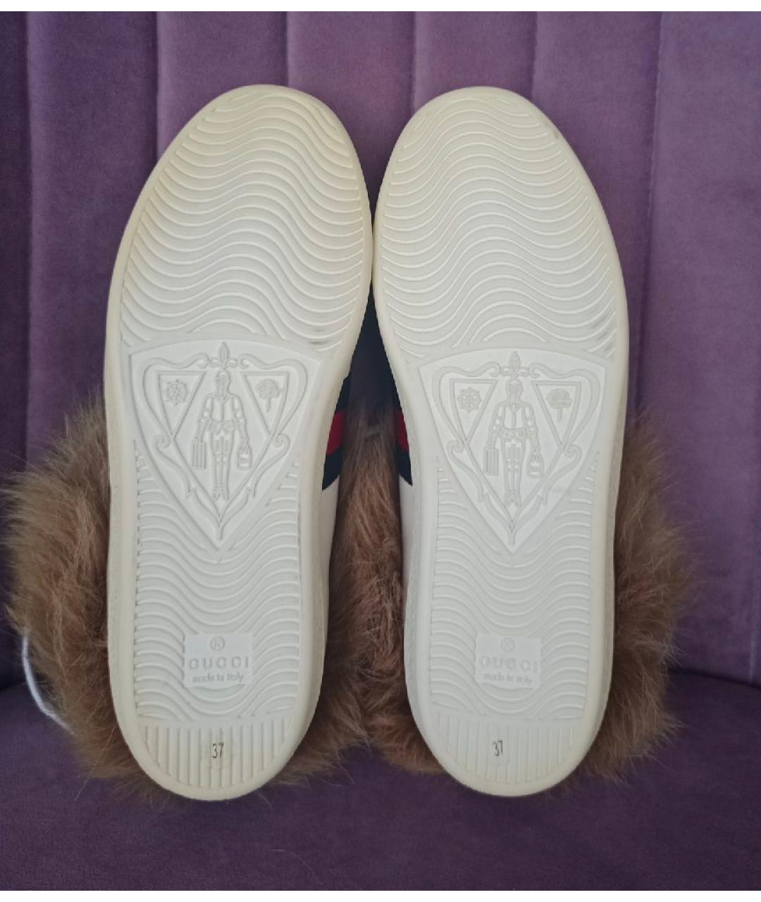 GUCCI Белые кожаные кеды, фото 6