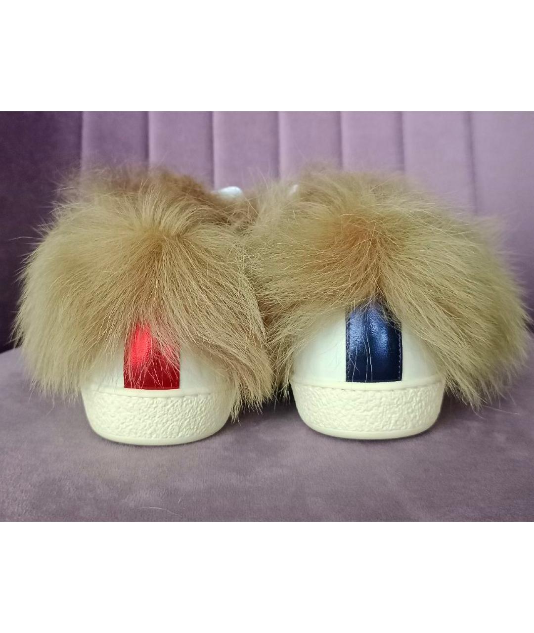 GUCCI Белые кожаные кеды, фото 4