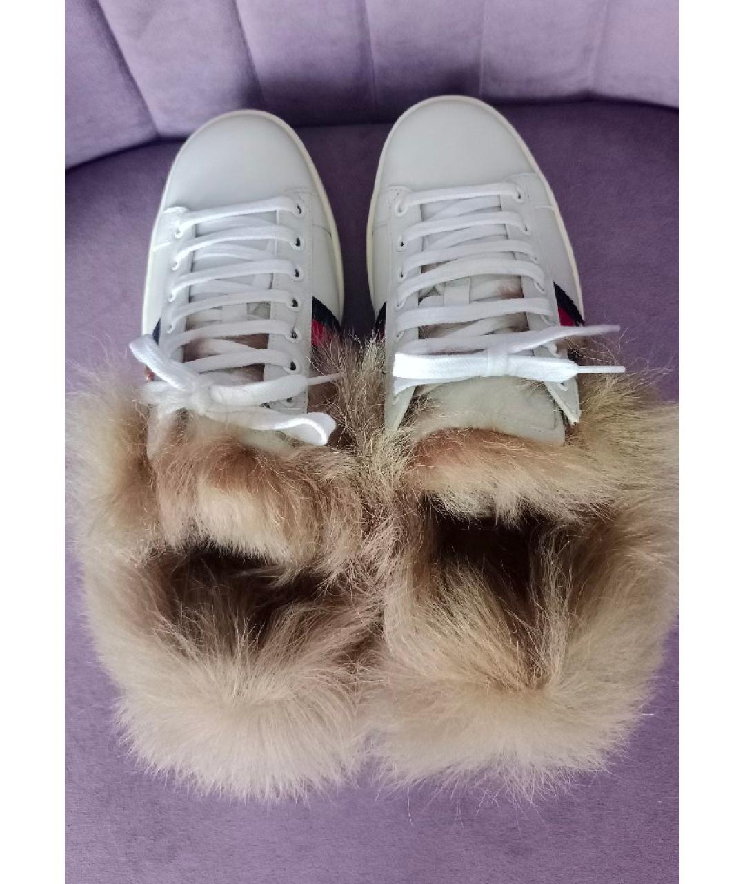 GUCCI Белые кожаные кеды, фото 3