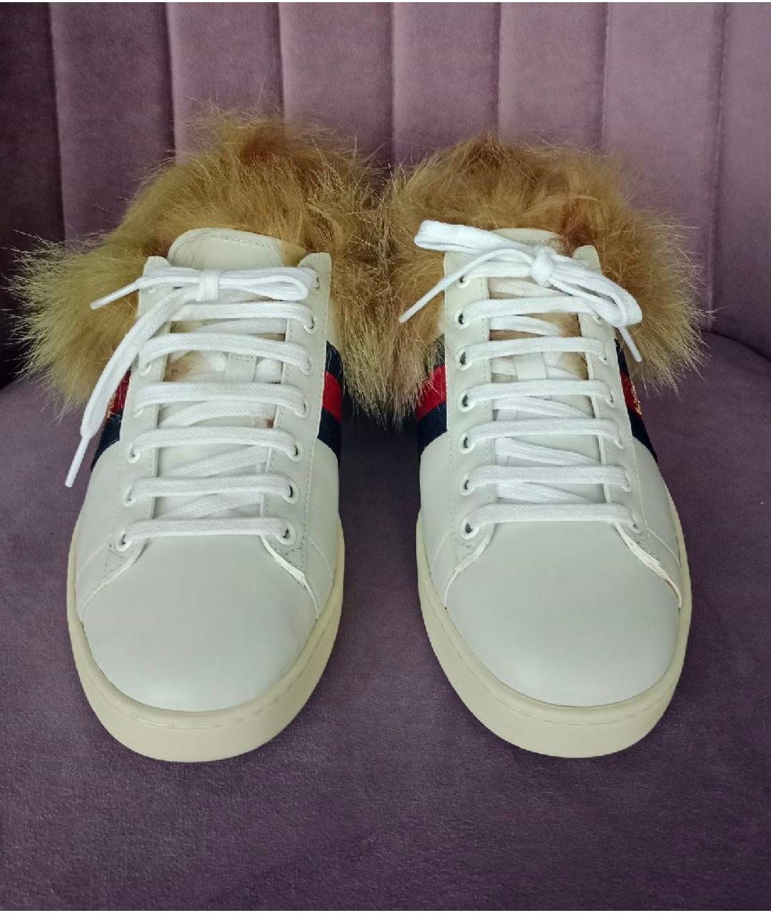 GUCCI Белые кожаные кеды, фото 2