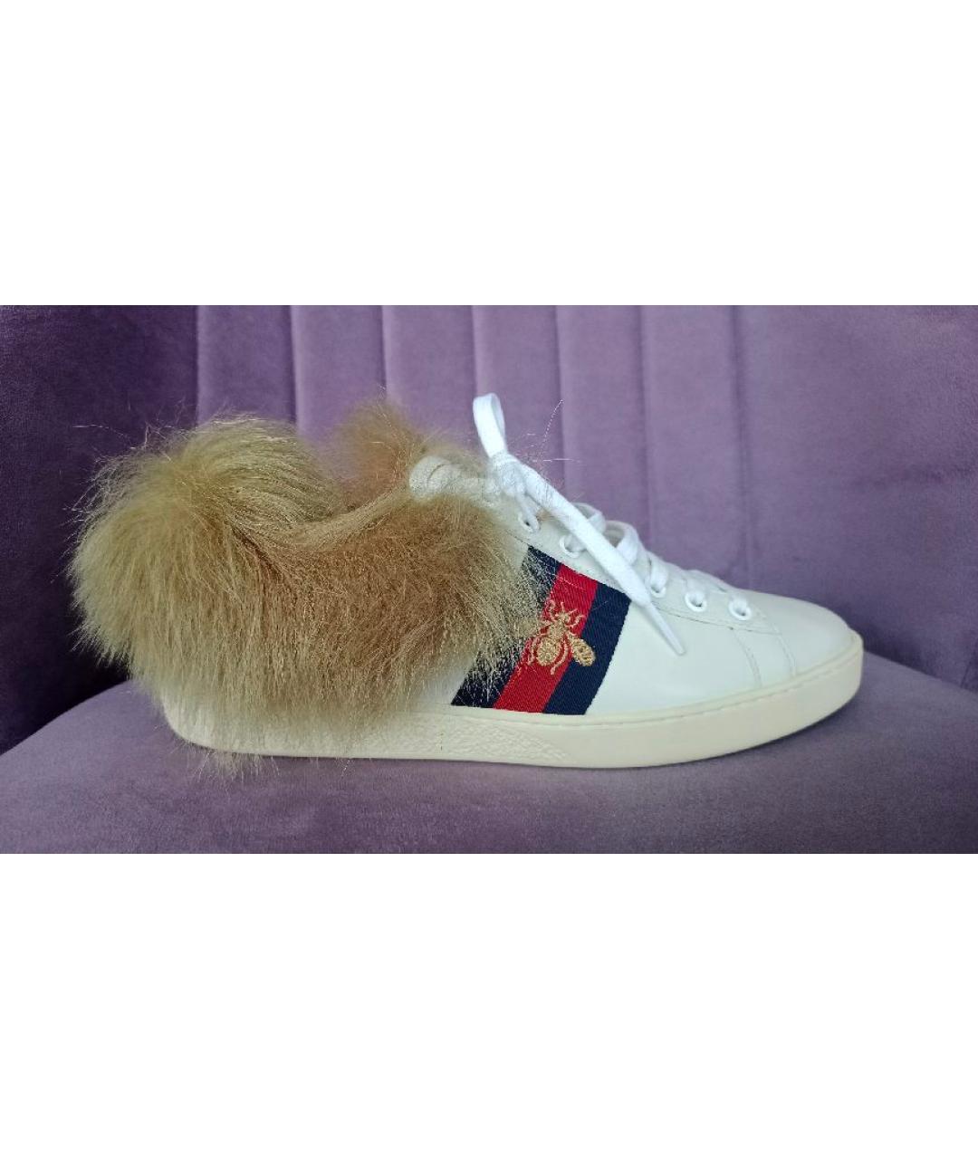 GUCCI Белые кожаные кеды, фото 10