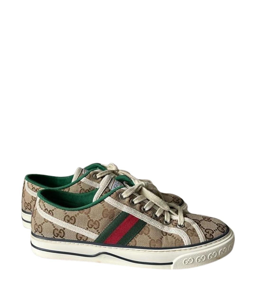 GUCCI Бежевые текстильные кеды, фото 1