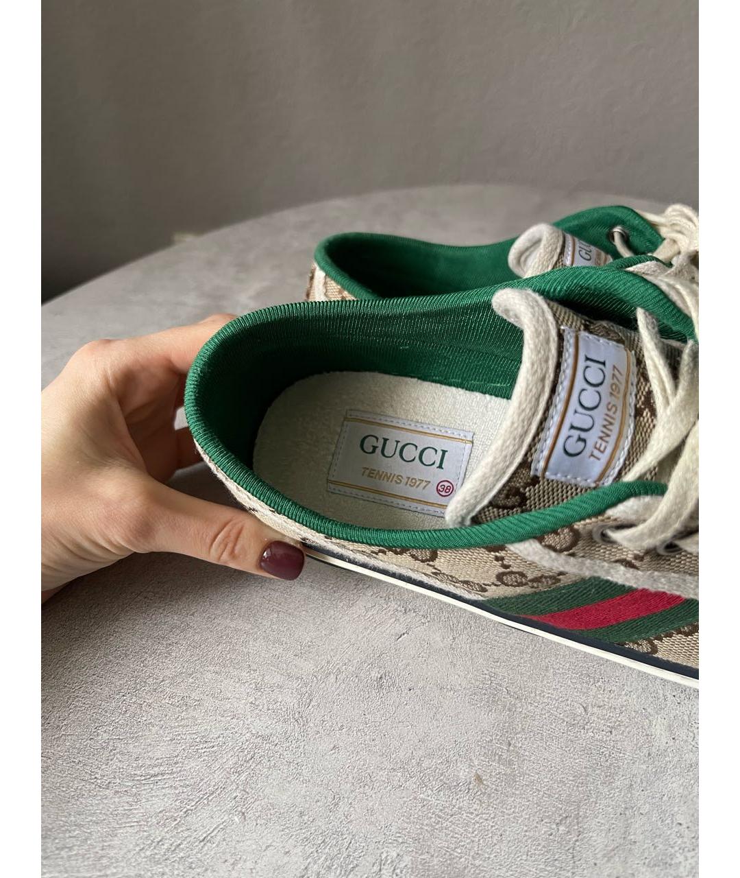GUCCI Бежевые текстильные кеды, фото 6