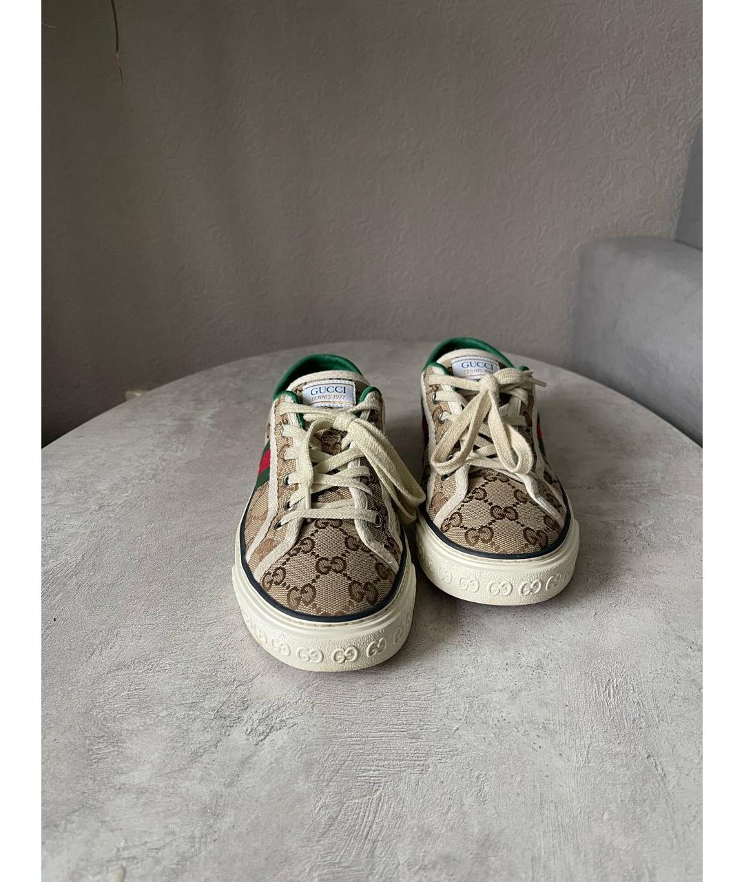 GUCCI Бежевые текстильные кеды, фото 2