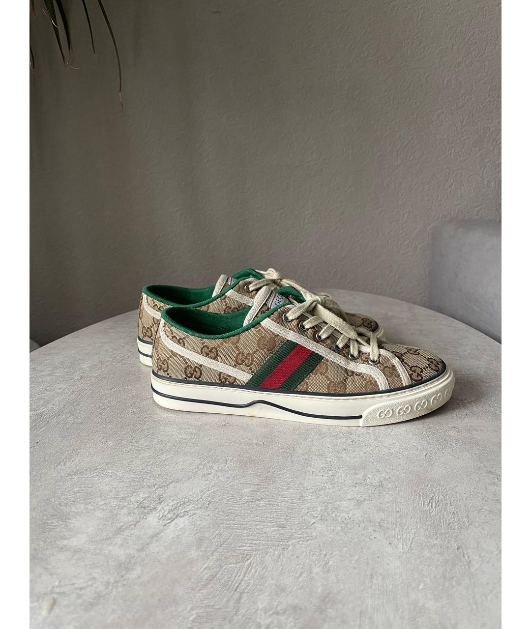 GUCCI Бежевые текстильные кеды, фото 8