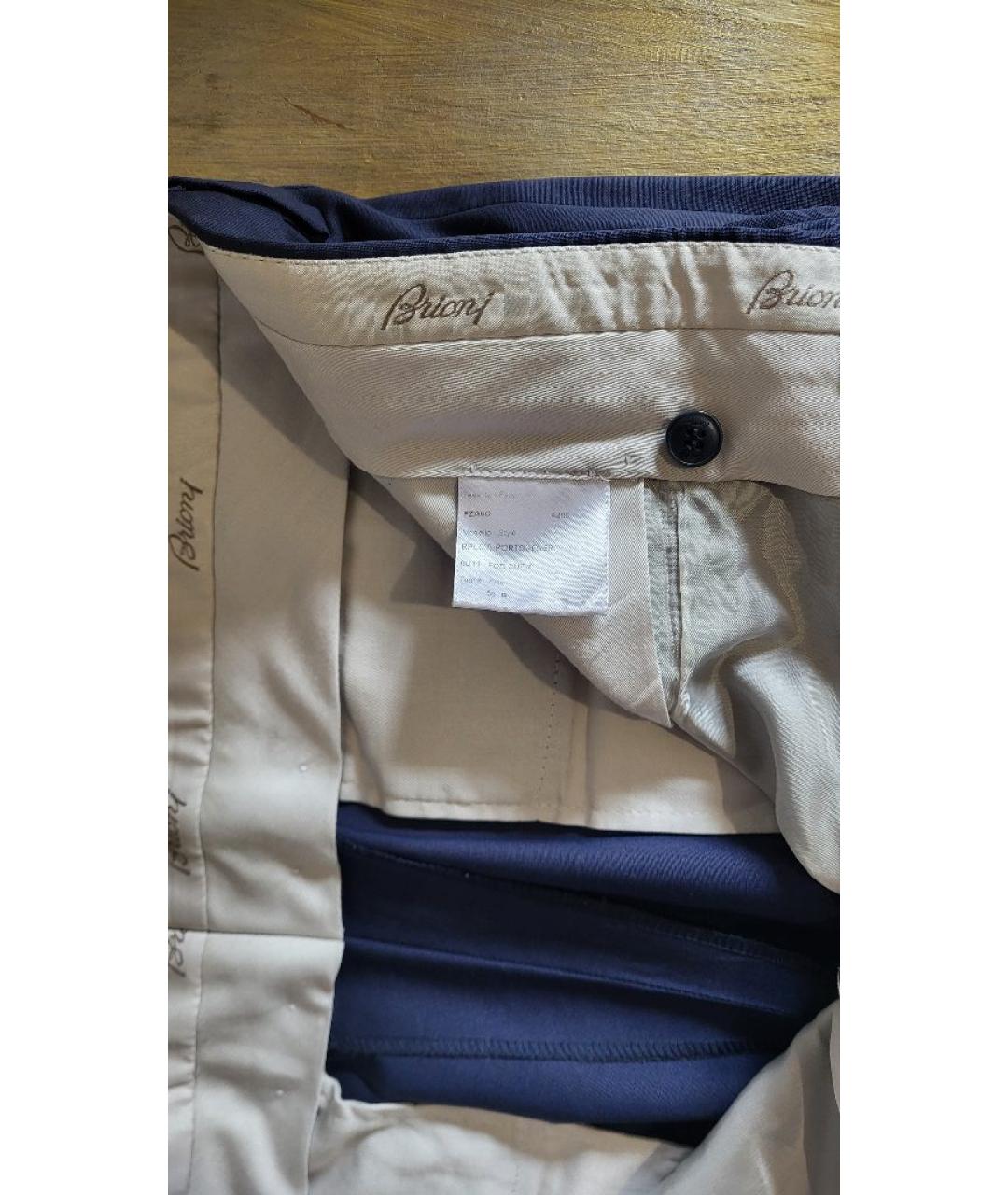 BRIONI Темно-синие хлопковые классические брюки, фото 4