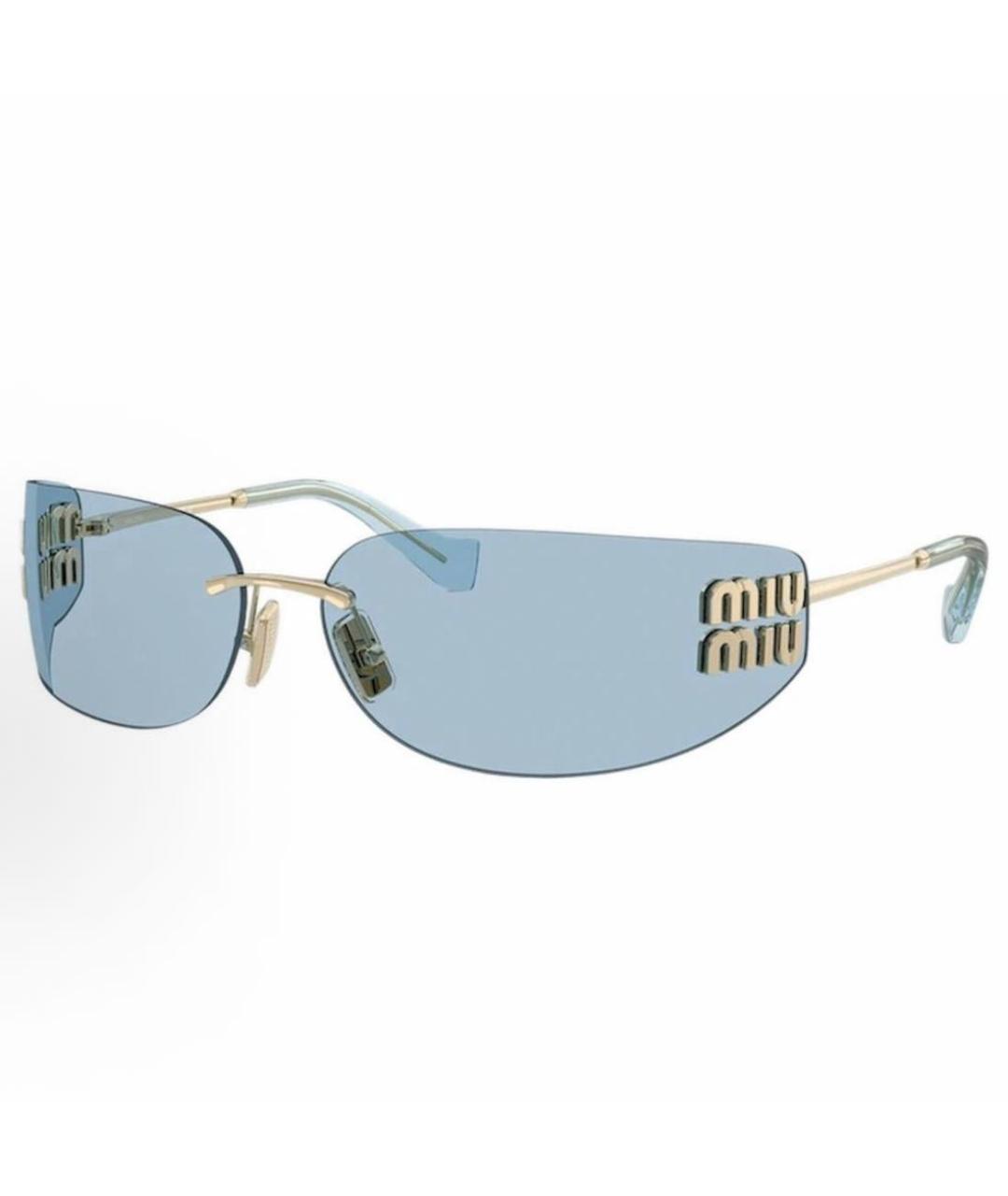 MIU MIU Золотые металлические солнцезащитные очки, фото 2