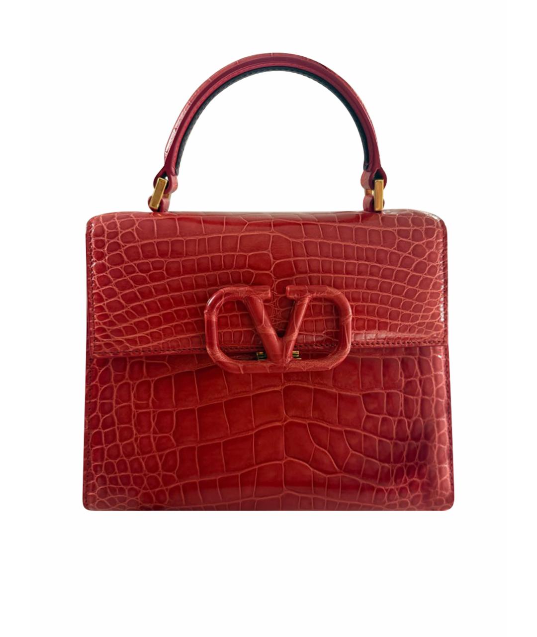 VALENTINO Красная сумка с короткими ручками из экзотической кожи, фото 1