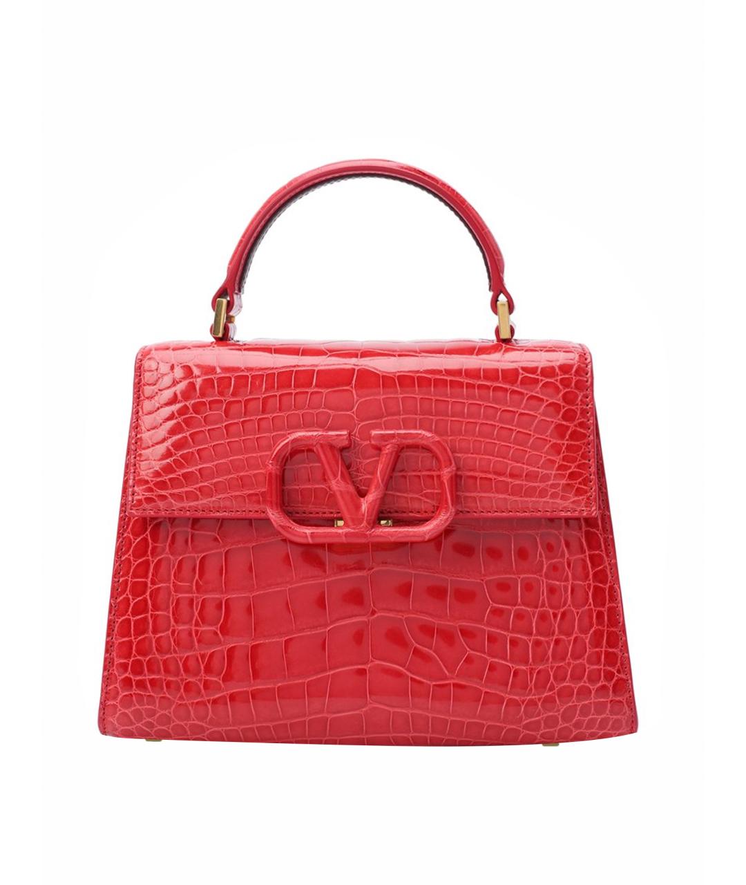 VALENTINO Красная сумка с короткими ручками из экзотической кожи, фото 1