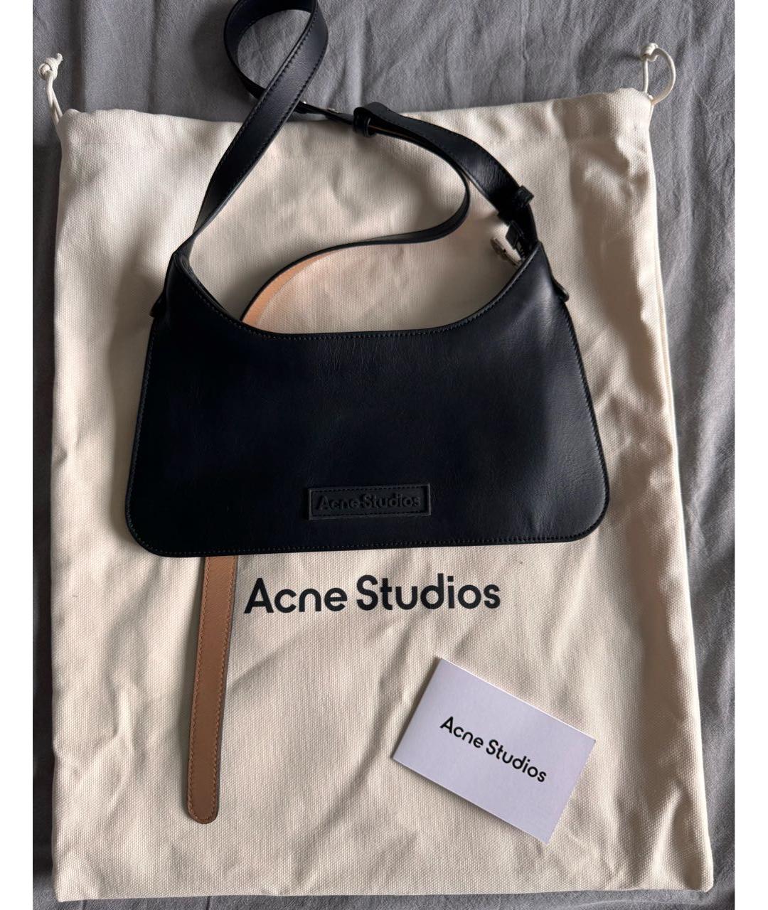 ACNE STUDIOS Черная кожаная сумка через плечо, фото 2