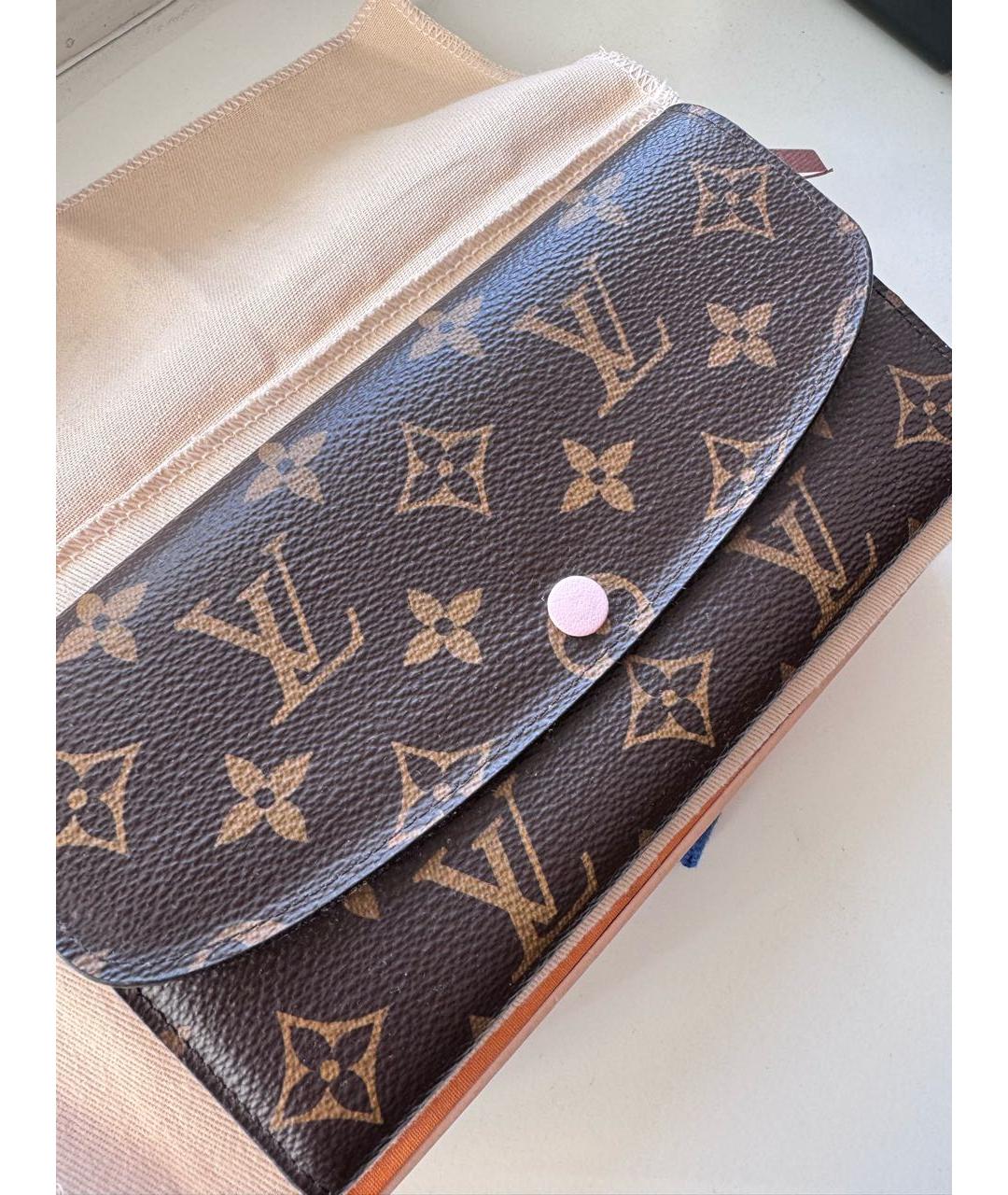 LOUIS VUITTON Коричневый кожаный кошелек, фото 2