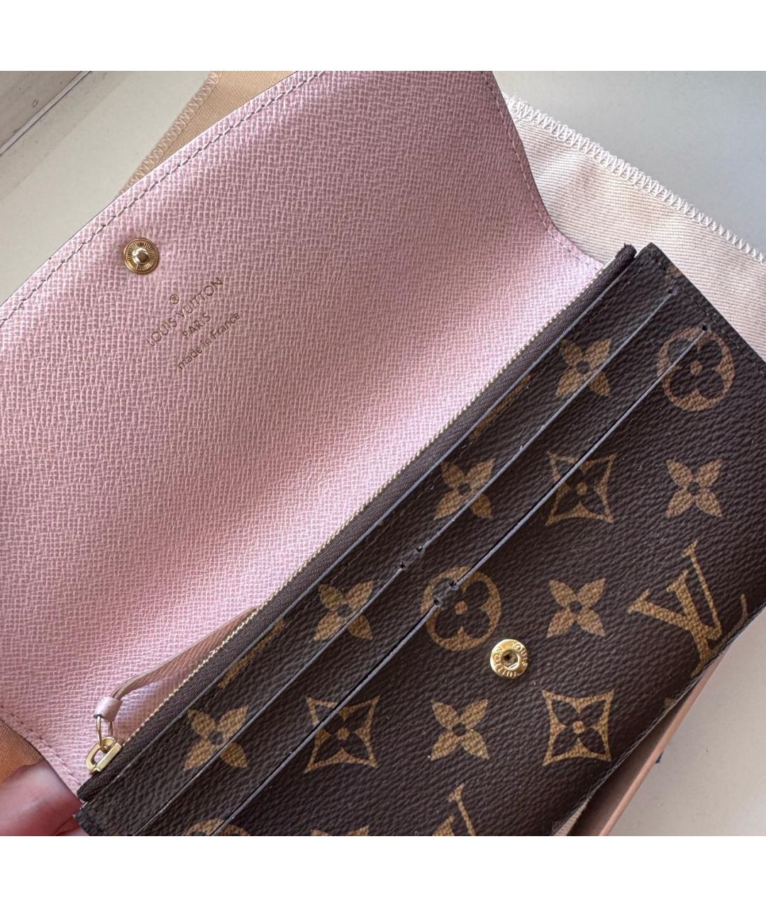 LOUIS VUITTON Коричневый кожаный кошелек, фото 5