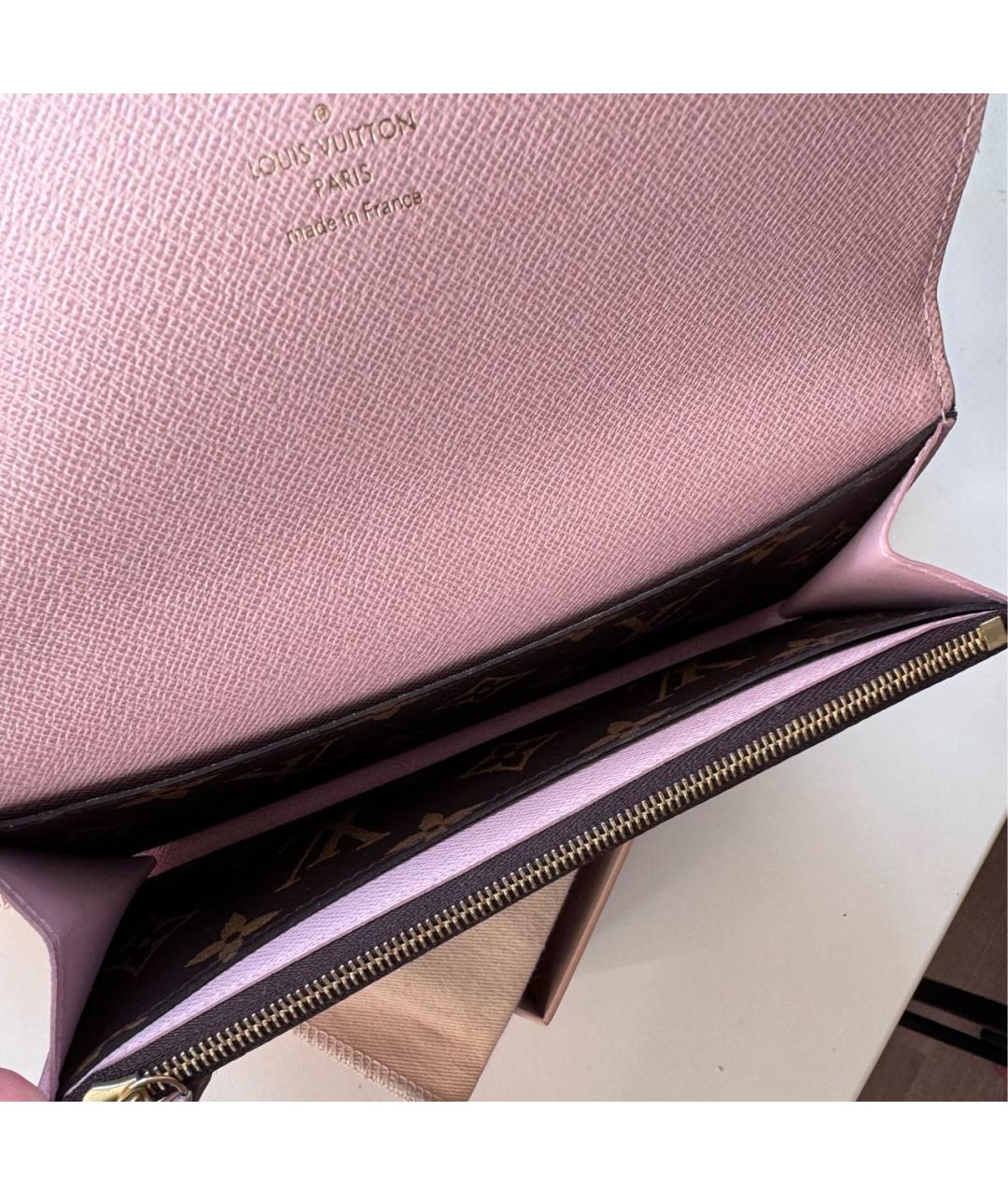 LOUIS VUITTON Коричневый кожаный кошелек, фото 4