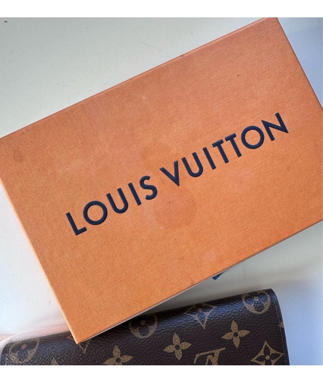LOUIS VUITTON Коричневый кожаный кошелек, фото 7
