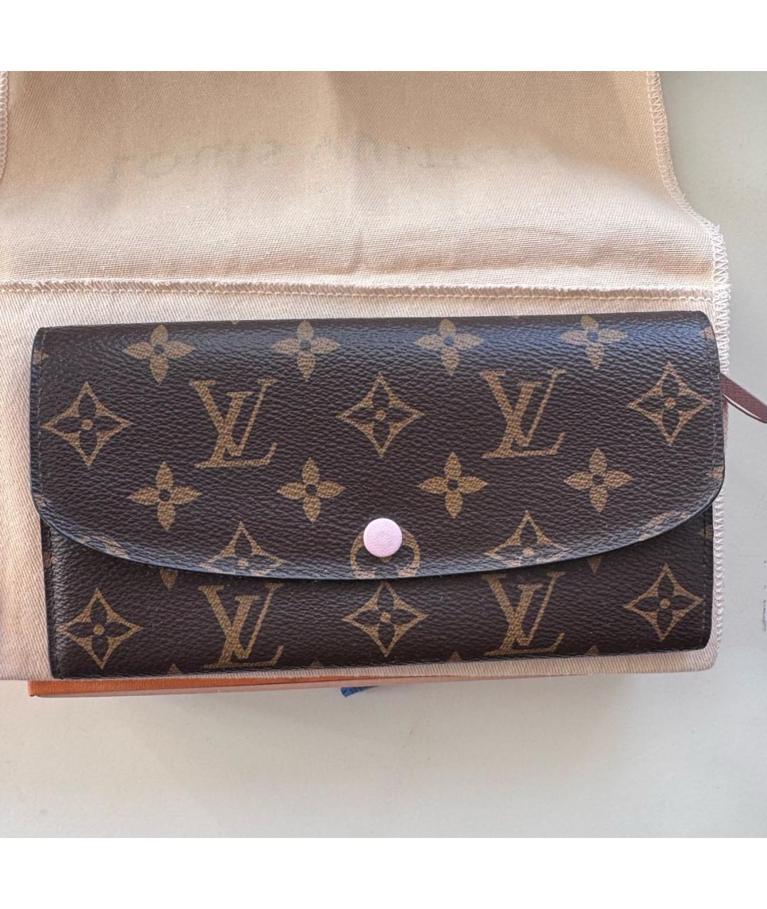 LOUIS VUITTON Коричневый кожаный кошелек, фото 8